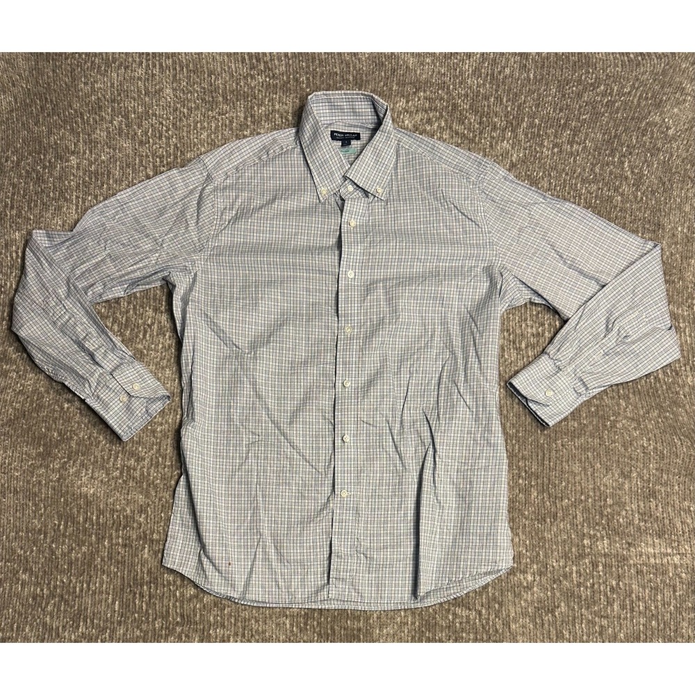 Peter Millar Crown Crafted Shirt Men's Large Flex Finish Blue